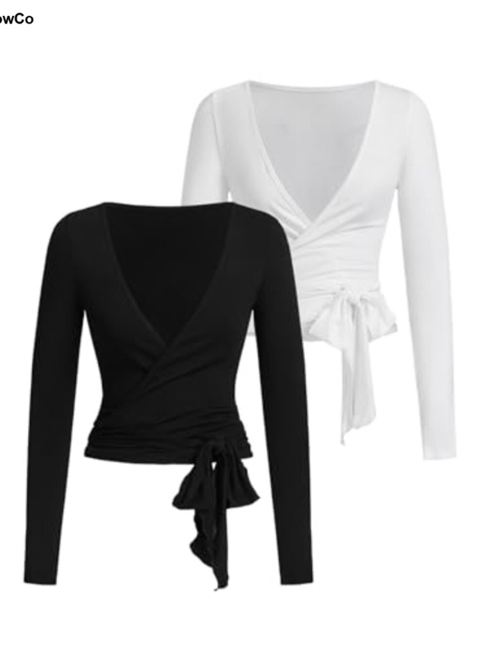 Wrap Tie Front Ballet Pilates Yoga Top V Neck Long Sleeve Coquette Shirt